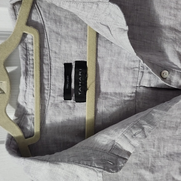 Tahara 100% Linen Shirt Dress Beach Safari Lagenloon Gray Boho - Picture 2 of 8